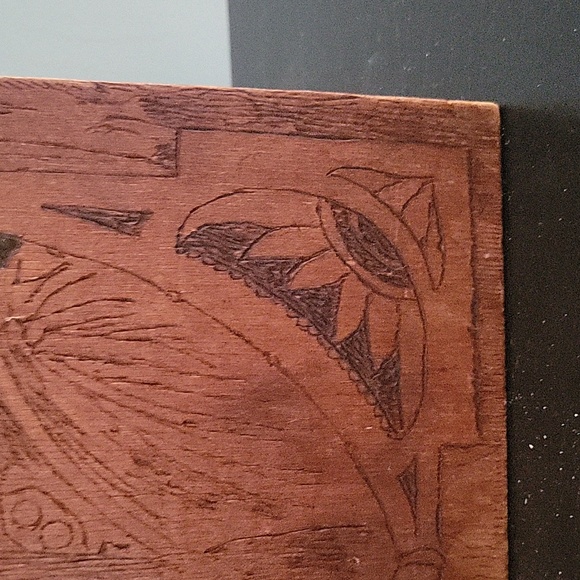 Antique Flemish Art Pyrography Native American Indian Chief 867 - Picture 4 of 13